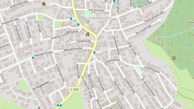 Kartenausschnitt: Lage des Standorts Büchenbronn, Klemmstraße 1