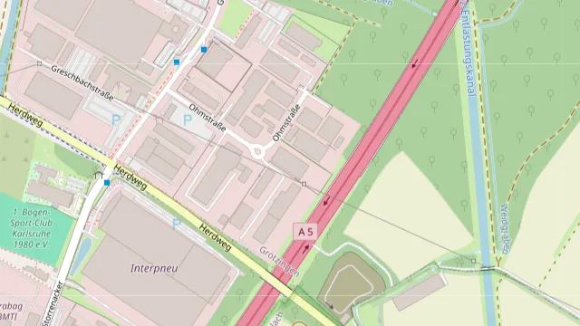 Kartenausschnitt: Lage des Standorts Karlsruhe, Ohmstraße 10